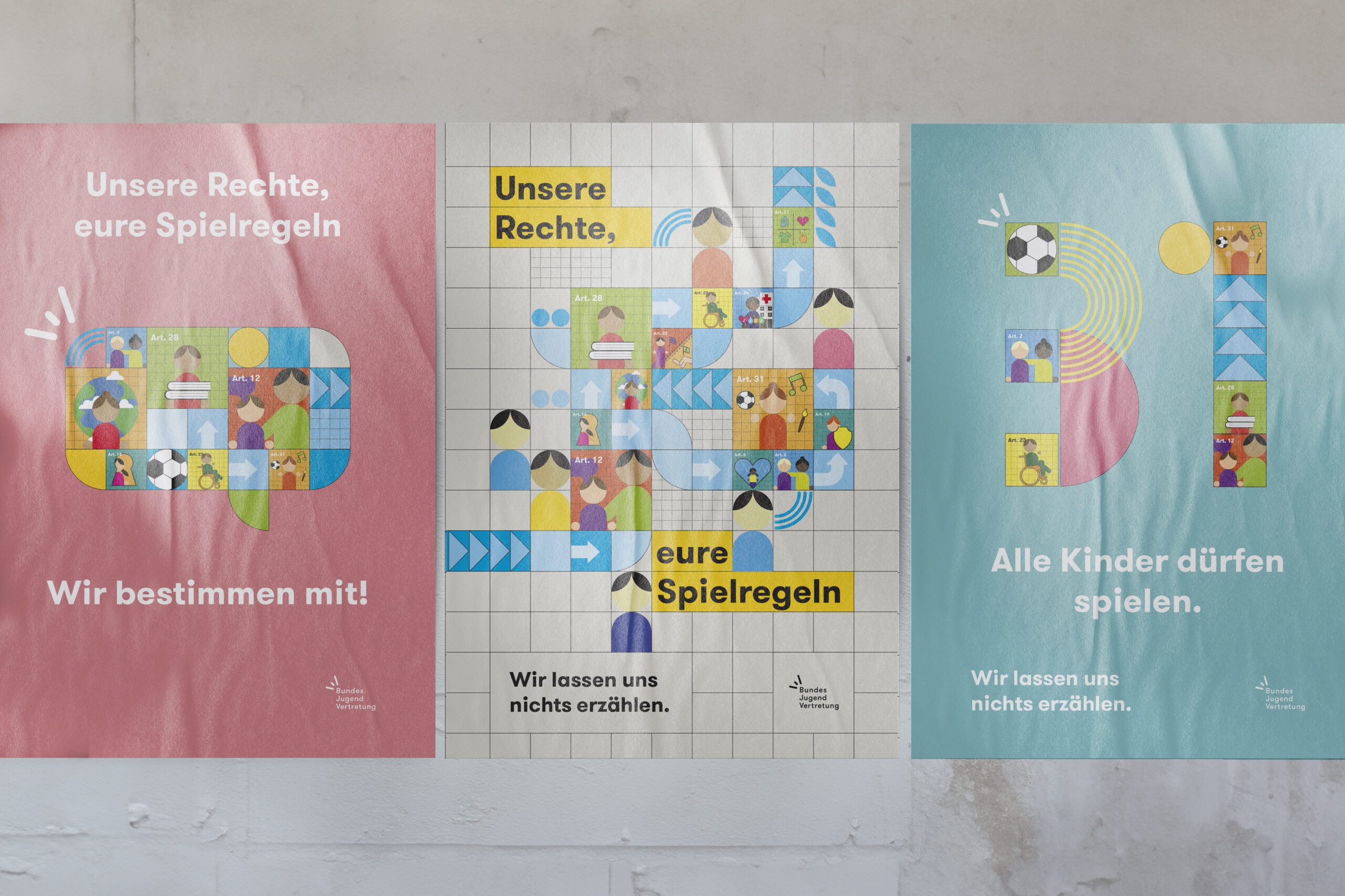 Colorful gradient poster mockup psd glued to the wall